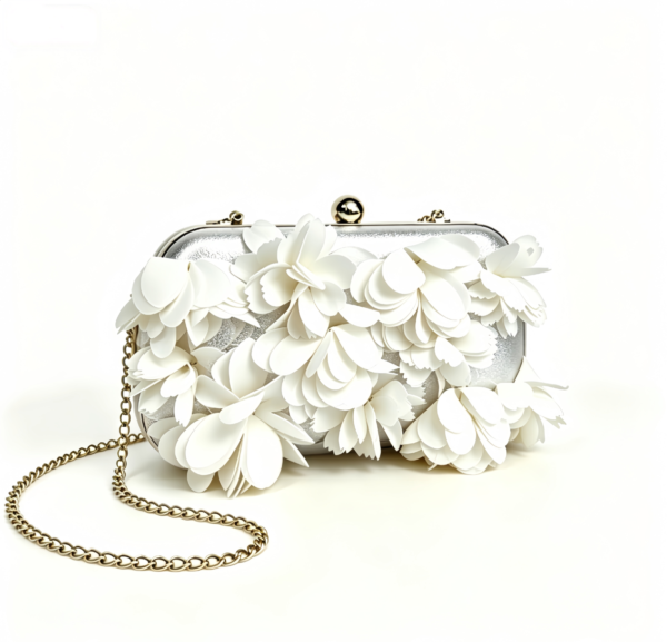 3D Floral Chain Clutch Bag