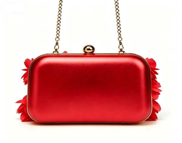 3D Floral Chain Clutch Bag