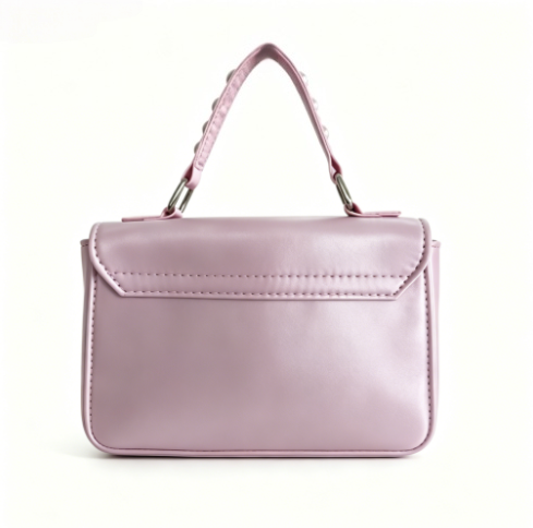 Pink Satin Pearl Feather Mini Handbag