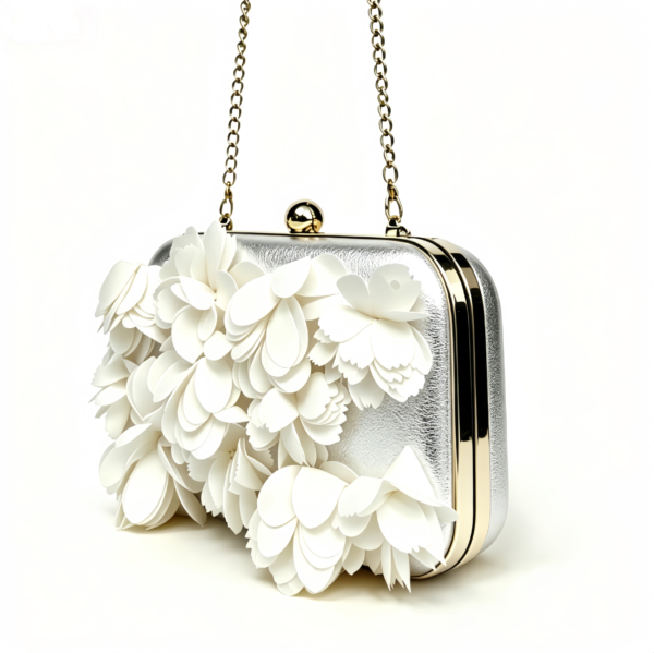 3D Floral Chain Clutch Bag