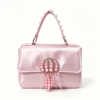 Pink Satin Pearl Feather Mini Handbag