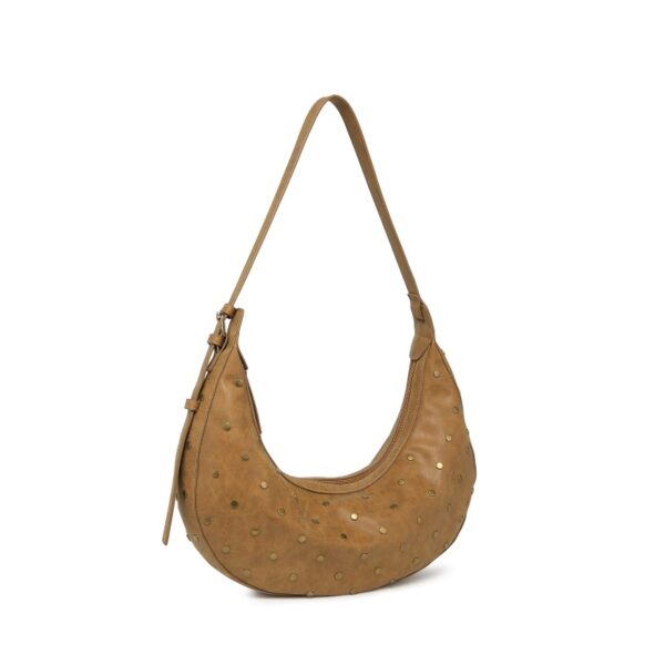 Vintage Studded Crescent Crossbody Bag