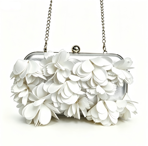 3D Floral Chain Clutch Bag