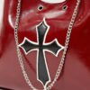 Red Cross Chain Buckle Tote Bag