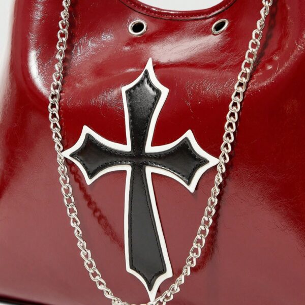 Red Cross Chain Buckle Tote Bag