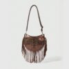 Vintage Fringe Lace-Up Crossbody Bag