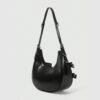 Eyelet Lace-Up Crescent Shoulder Bag