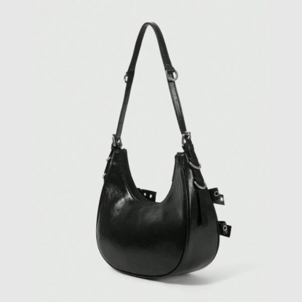 Eyelet Lace-Up Crescent Shoulder Bag