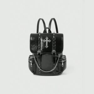 Punk Cross Spike Chain PU Backpack
