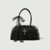 Gothic Lace Ruffle Cross Handbag