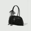 Gothic Lace Ruffle Cross Handbag