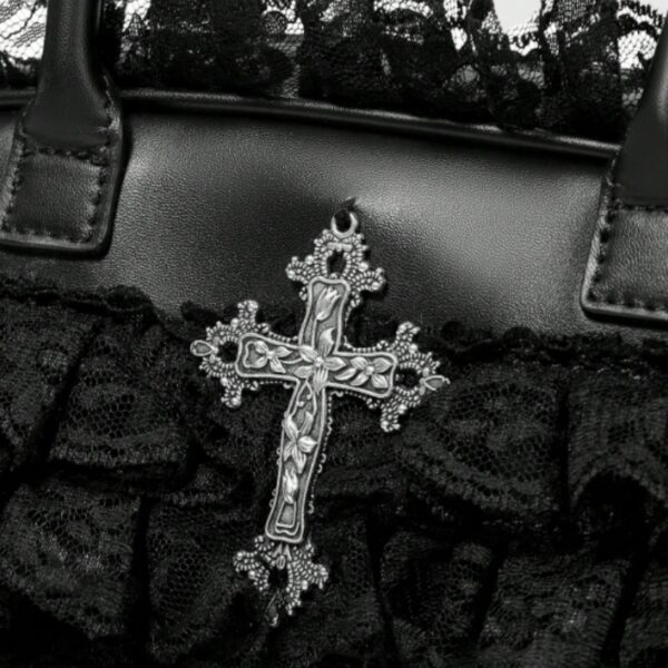 Gothic Lace Ruffle Cross Handbag