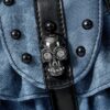 Ruffle Denim Skull Shoulder Bag