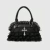Gothic Ruffle Lace Cross Handbag