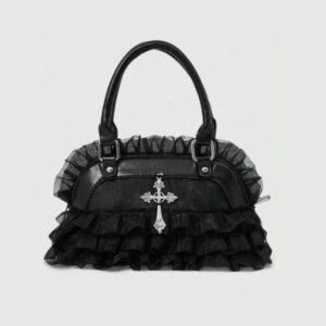 Gothic Ruffle Lace Cross Handbag