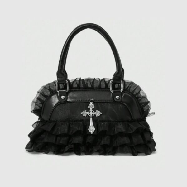 Gothic Ruffle Lace Cross Handbag