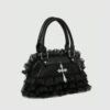 Gothic Ruffle Lace Cross Handbag