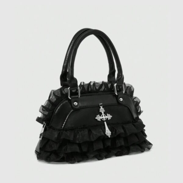 Gothic Ruffle Lace Cross Handbag