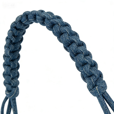 Braided Strap Denim Baguette Shoulder Bag