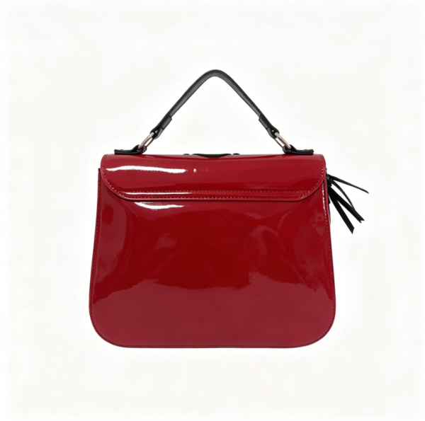 Hot Rod Car Embroidery Patent Leather Handbag
