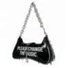 Spiked Letter Print Chain Shoulder Bag